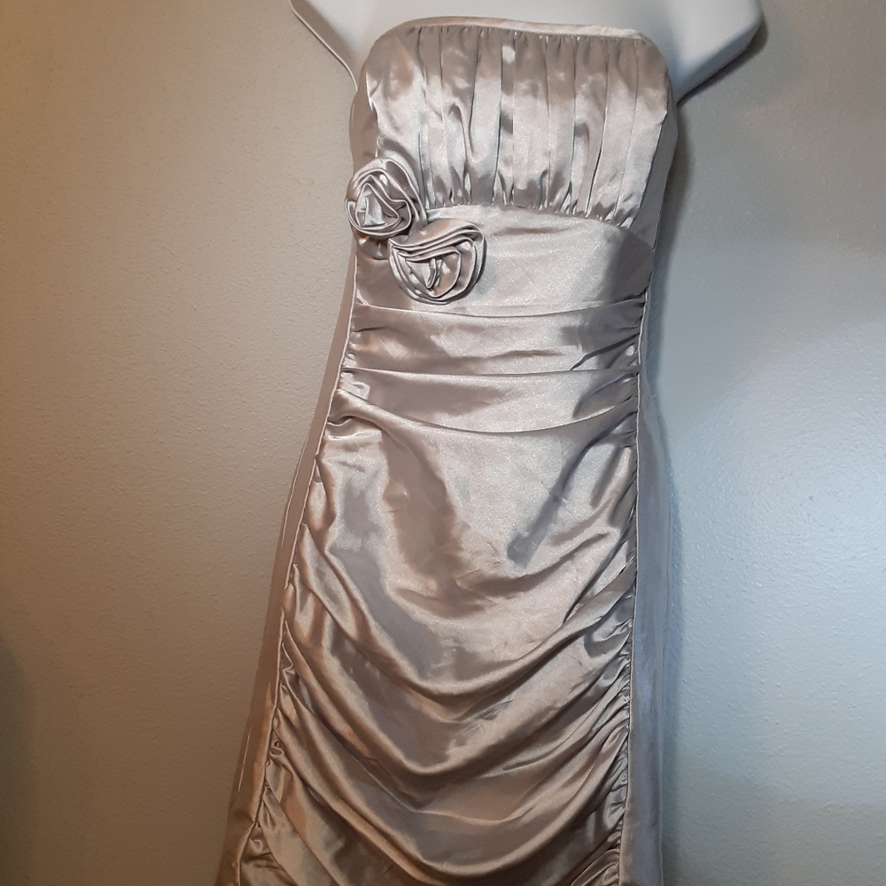 Let's Fashion Silver Strapless Dress